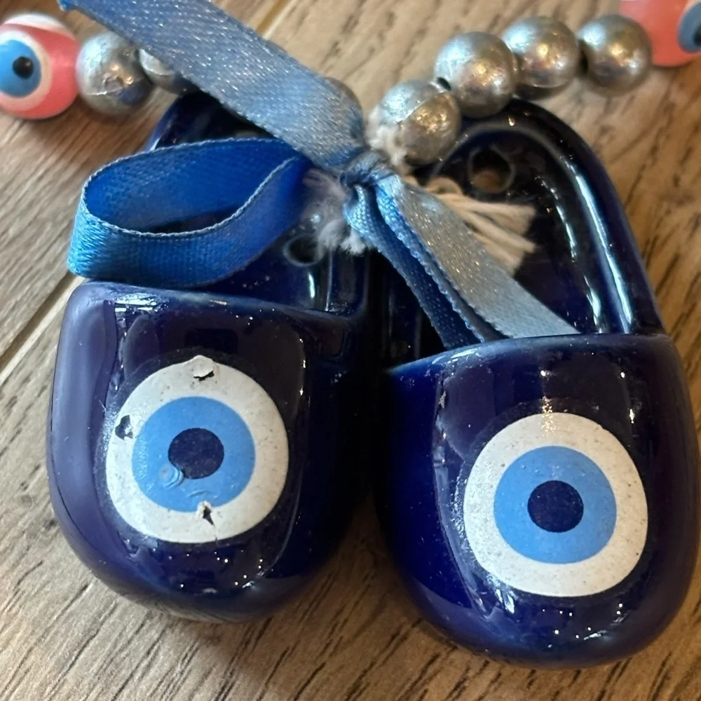 Beaded Evil Eye Bracelet with Blue Charms